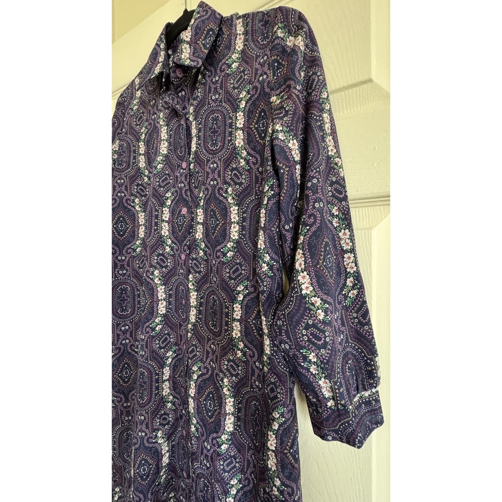 Serbin Dress Vintage Petite Shirt Dress Floral Made In USA - Picture 5 of 7